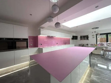 Pink Plain Colour 10mm Scratch Resistant Glass Worktop - CreoGlass®