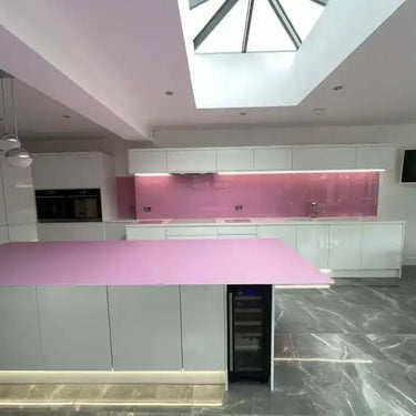 Pink Plain Colour 10mm Scratch Resistant Glass Worktop - CreoGlass®
