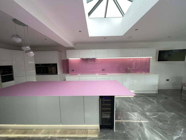 10mm Scratch Example Pink Plain Colour 10mm Scratch Resistant Glass Worktop – CreoGlass®