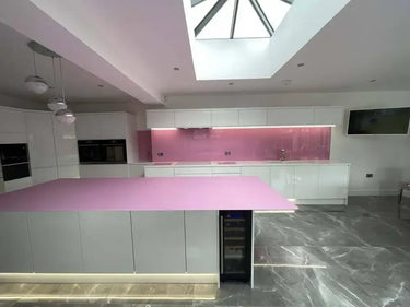 Pink Plain Colour 10mm Scratch Resistant Glass Worktop - CreoGlass®