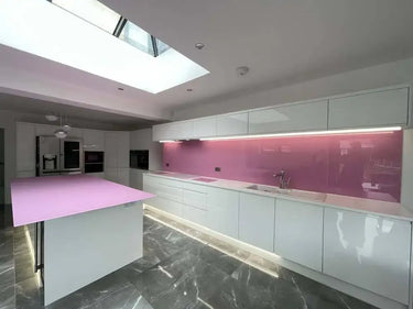 Pink Plain Colour 10mm Scratch Resistant Glass Worktop - CreoGlass®
