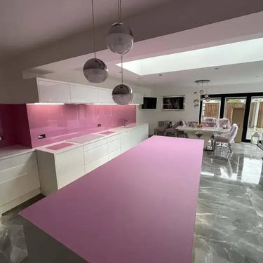 Pink Plain Colour 10mm Scratch Resistant Glass Worktop - CreoGlass®