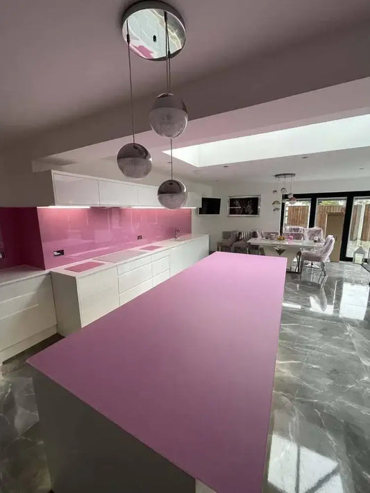 Pink Plain Colour 10mm Scratch Resistant Glass Worktop