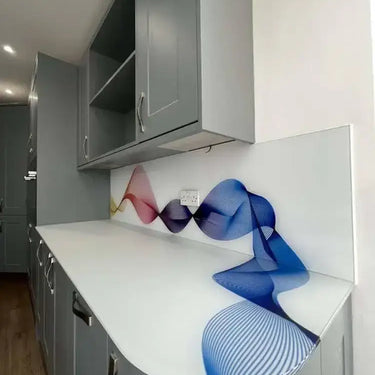 Rainbow Printed Wave 10mm Scratch Resistant Glass Worktop - CreoGlass®