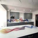Rainbow Printed Wave 10mm Scratch Resistant Glass Worktop - CreoGlass®
