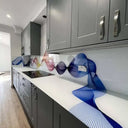 Rainbow Printed Wave 10mm Scratch Resistant Glass Worktop - CreoGlass®