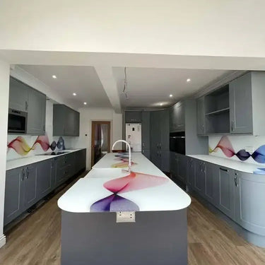 Rainbow Printed Wave 10mm Scratch Resistant Glass Worktop - CreoGlass®
