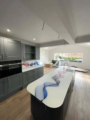 Rainbow Printed Wave 10mm Scratch Resistant Glass Worktop - CreoGlass®