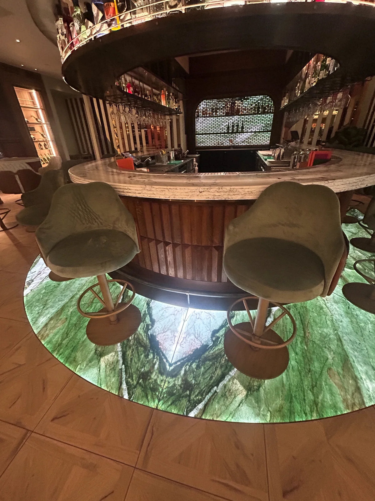 Patagonia Green illuminated walk-on glass floor at Fairmont Windsor Park