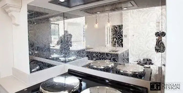 Floral Patterned Toughened Mirror - Silver - Bespoke - CreoGlass®