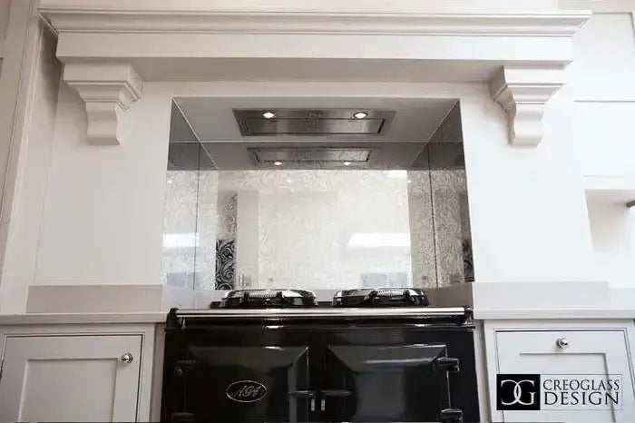 Floral Patterned Toughened Mirror - Silver - Bespoke - CreoGlass®