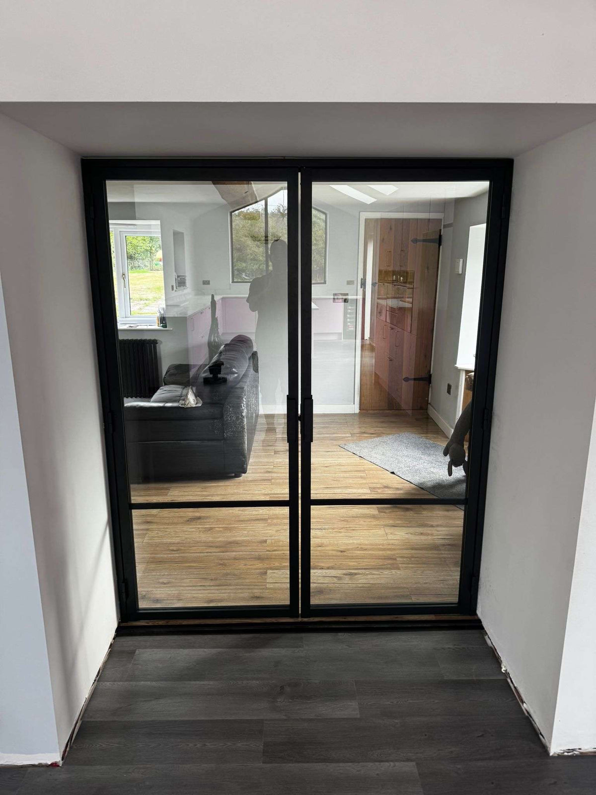 Steel Line – Double Hinged Glass Door with Latch and Frame – internal steel and glass door, photo 1