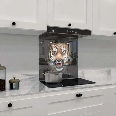 Front-Facing Tiger in Spotlight Printed Glass Splashback - DIY - CreoGlass®