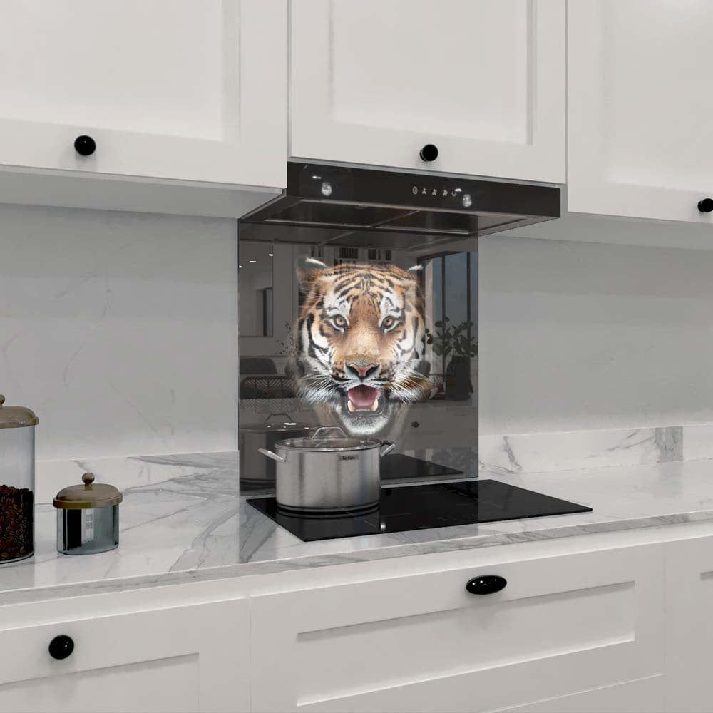 Front-Facing Tiger in Spotlight Printed Glass Splashback - DIY - CreoGlass®