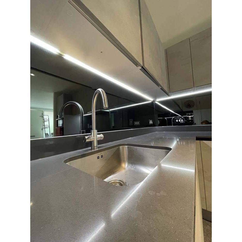 Grey Toughened Mirror Splashback - Bespoke - CreoGlass®