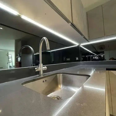 Grey Toughened Mirror Splashback - Bespoke - CreoGlass®