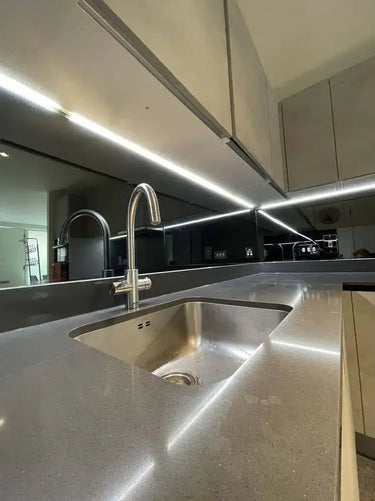Grey Toughened Mirror Splashback - Bespoke - CreoGlass®