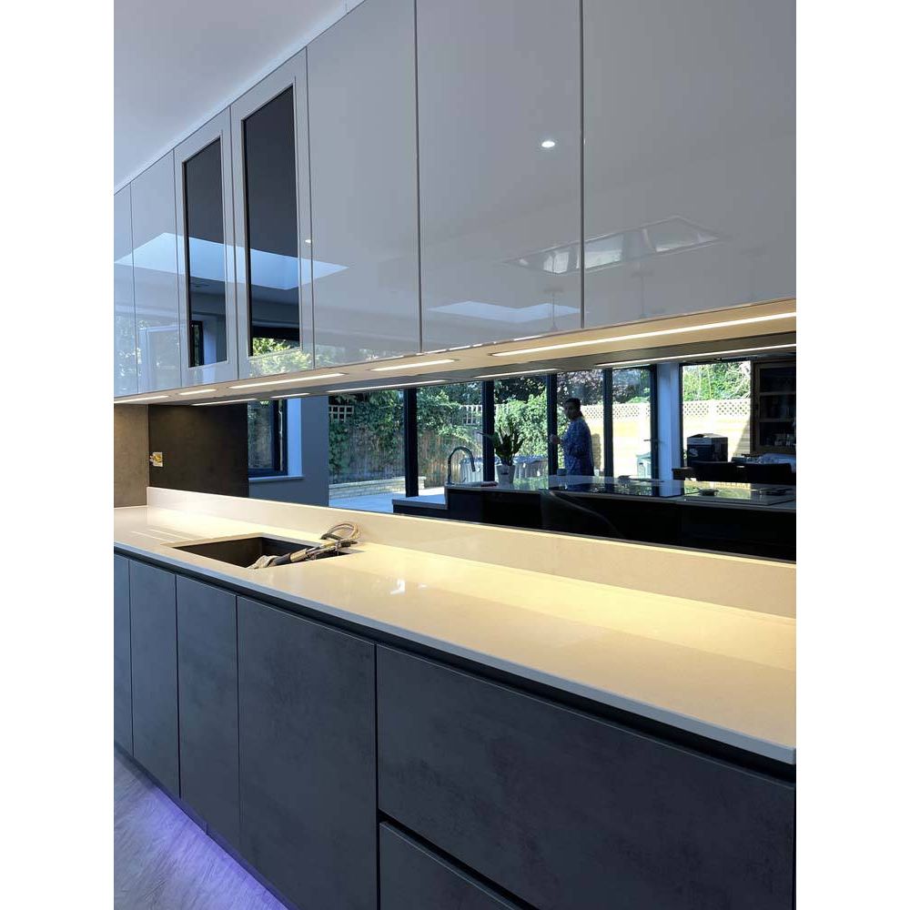 Grey Toughened Mirror Splashback - Bespoke - CreoGlass®