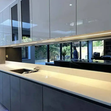 Grey Toughened Mirror Splashback - Bespoke - CreoGlass®