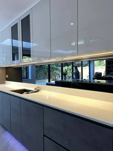 Grey Toughened Mirror Splashback - Bespoke - CreoGlass®