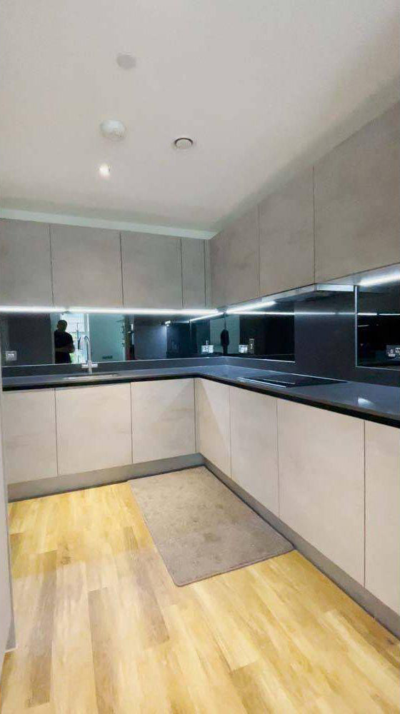 Grey Toughened Mirror Splashback - Bespoke