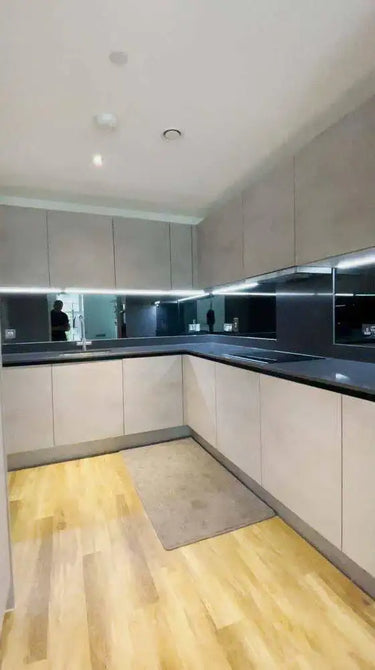 Grey Toughened Mirror Splashback - Bespoke - CreoGlass®