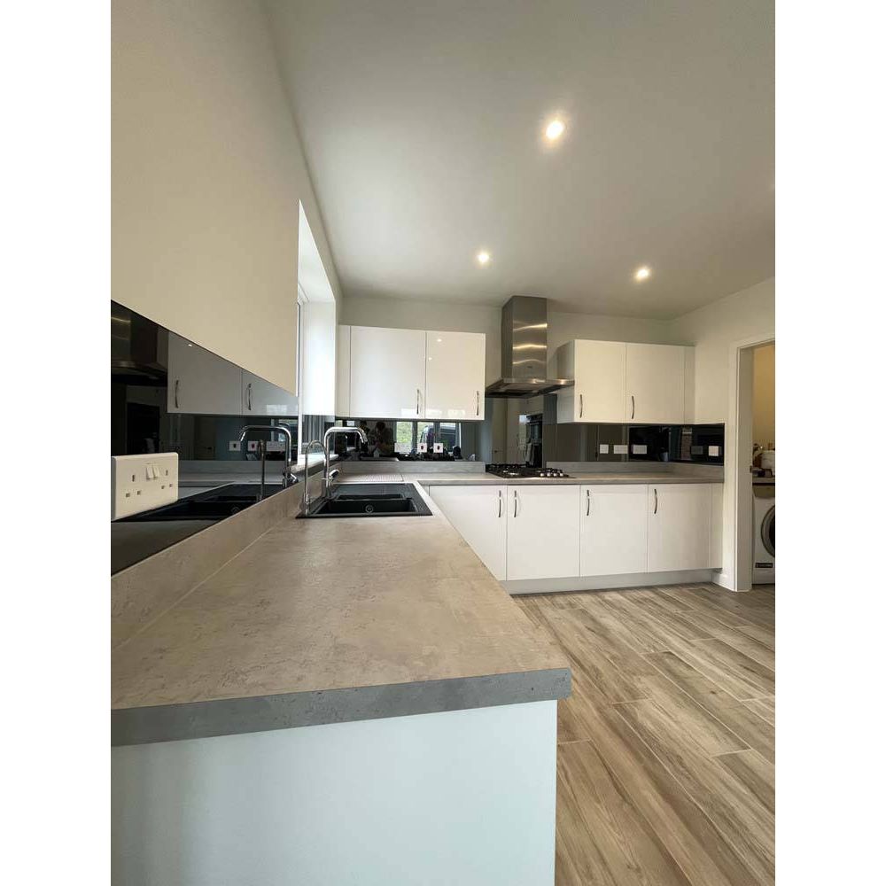 Grey Toughened Mirror Splashback - Bespoke - CreoGlass®