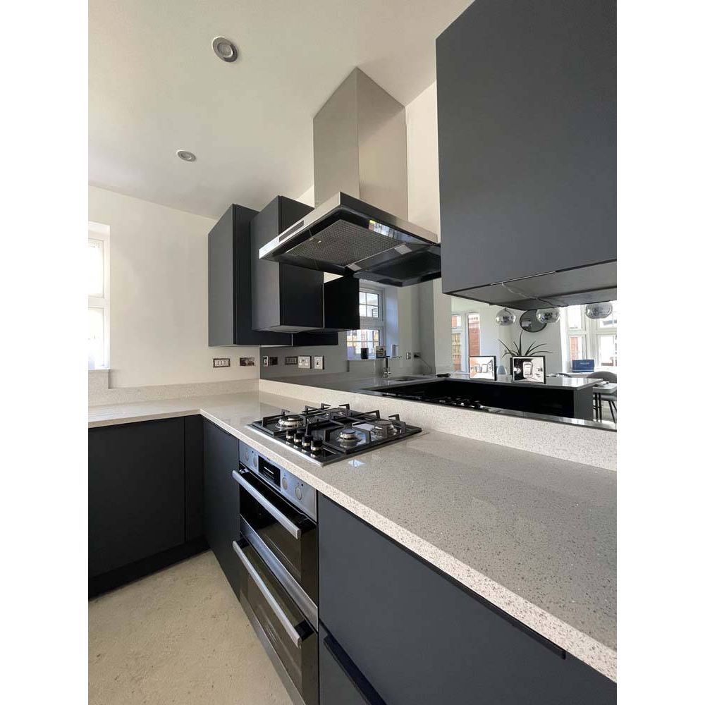 Grey Toughened Mirror Splashback - Bespoke - CreoGlass®