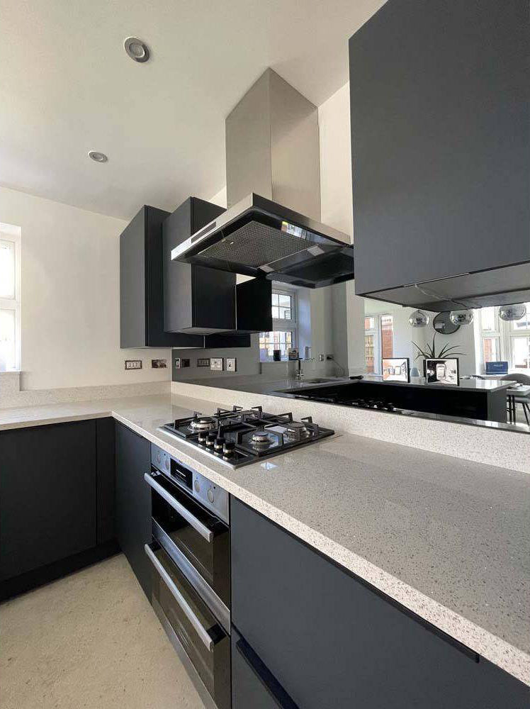 Grey Toughened Mirror Splashback - Bespoke