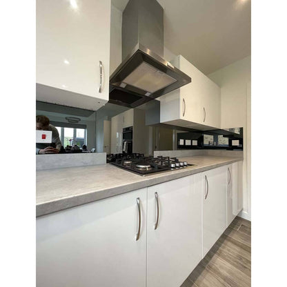 Grey Toughened Mirror Splashback - Bespoke - CreoGlass®