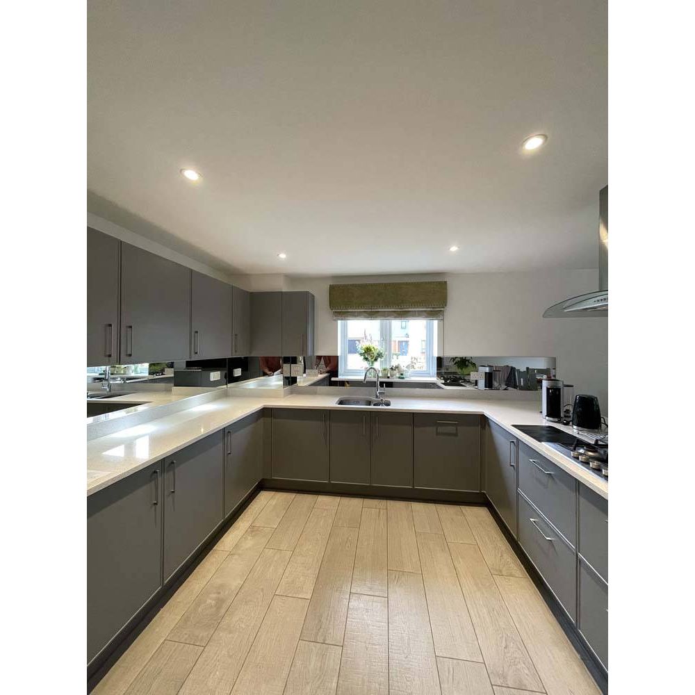 Silver Toughened Mirror Splashback - Bespoke - CreoGlass®