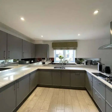 Silver Toughened Mirror Splashback - Bespoke - CreoGlass®