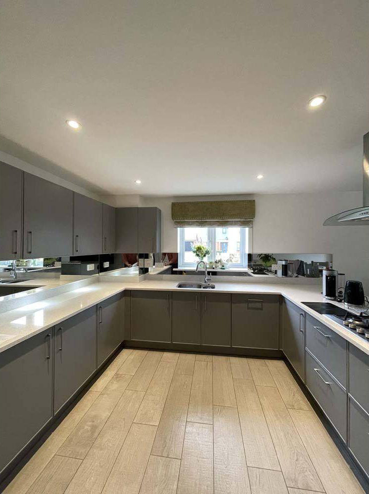 Silver Toughened Mirror Splashback - Bespoke