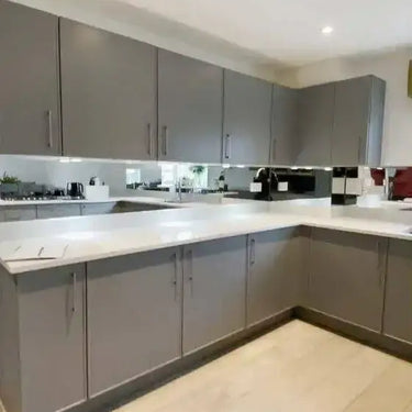 Silver Toughened Mirror Splashback - Bespoke - CreoGlass®