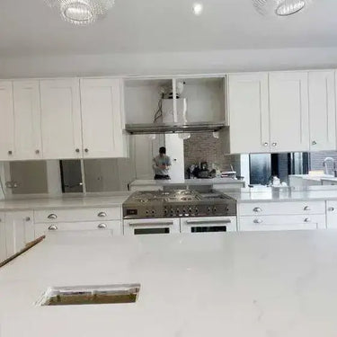 Silver Toughened Mirror Splashback - Bespoke - CreoGlass®