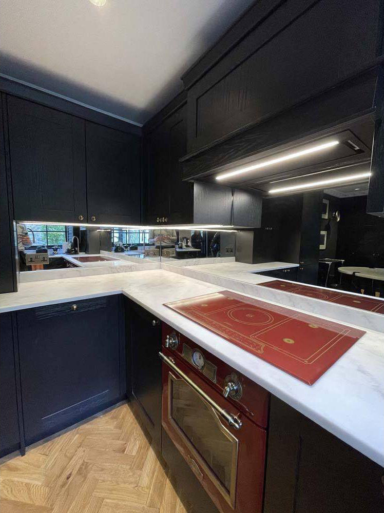Silver Toughened Mirror Splashback - Bespoke