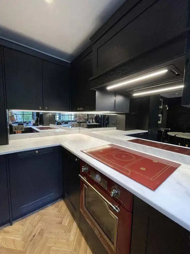 Silver Toughened Mirror Splashback - Bespoke - CreoGlass®