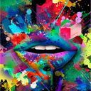 Graffiti Coloured Lips Printed Glass Splashback - DIY - CreoGlass®