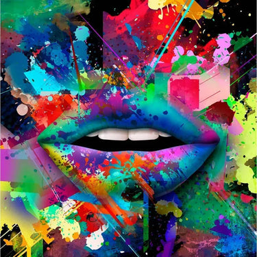 Graffiti Coloured Lips Printed Glass Splashback - DIY - CreoGlass®