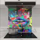 Graffiti Coloured Lips Printed Glass Splashback - DIY - CreoGlass®