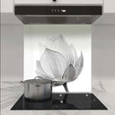 Lotus Black & White 2 Printed Glass Splashback - DIY - CreoGlass®