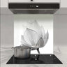 Lotus Black & White 2 Printed Glass Splashback - DIY - CreoGlass®
