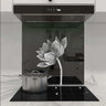 Lotus Black & White Printed Glass Splashback - DIY - CreoGlass®