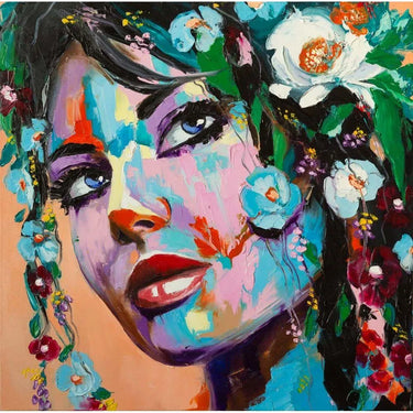 Painted Woman in Flowers Printed Glass Splashback - DIY - CreoGlass®