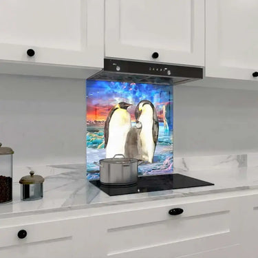 Penguin Family Printed Glass Splashback - DIY - CreoGlass®