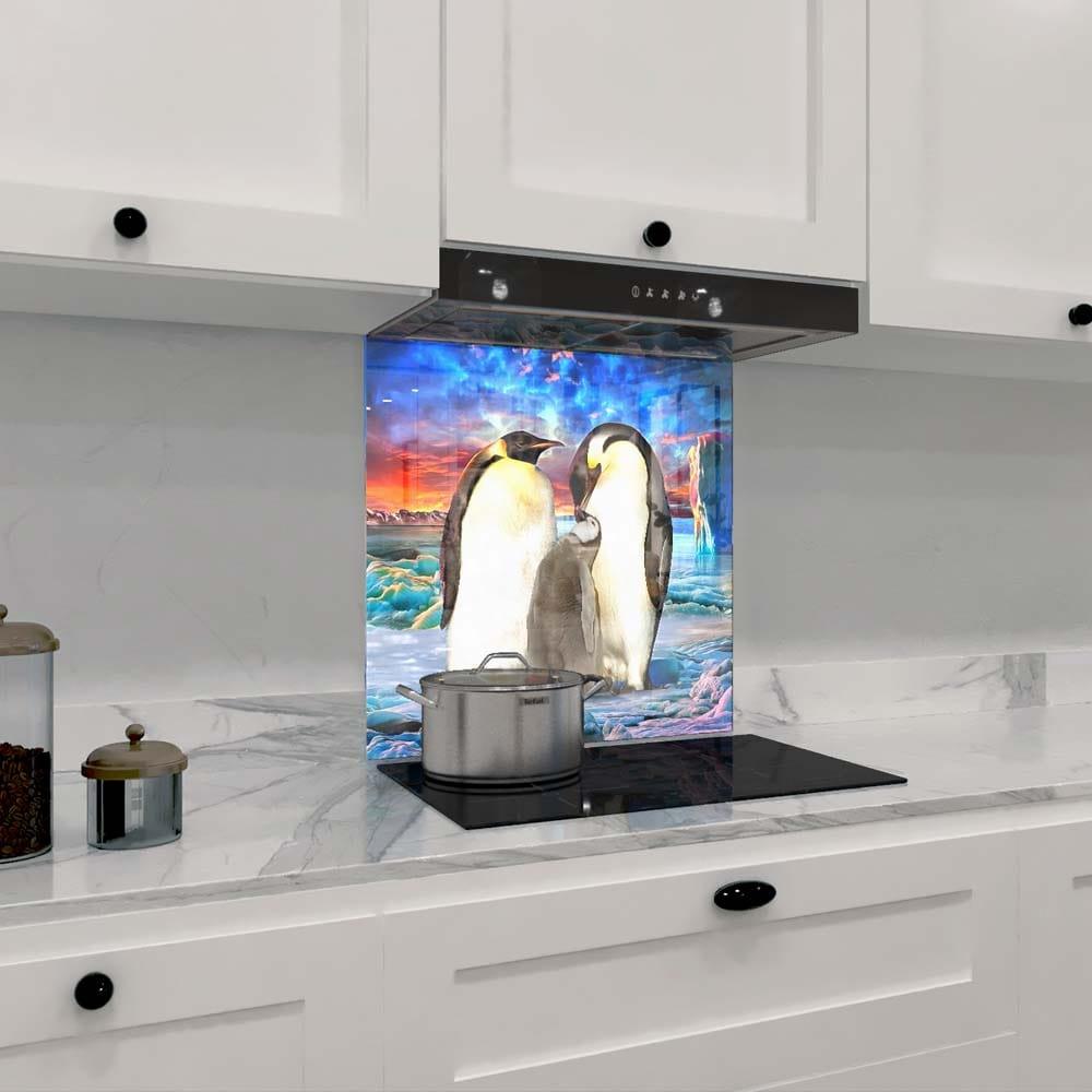 Penguin Family Printed Glass Splashback - DIY - CreoGlass®