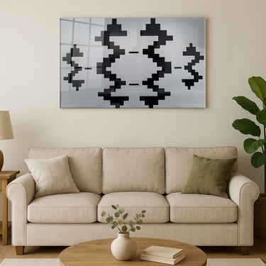 Black Pixel Stencil Glass Wall Art - Landscape Sizes - DIY