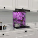 Purple Macaw Feathers Macro Photograph Printed Glass Splashback - DIY - CreoGlass®