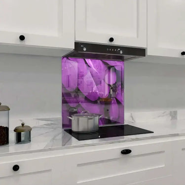 Purple Macaw Feathers Macro Photograph Printed Glass Splashback - DIY - CreoGlass®