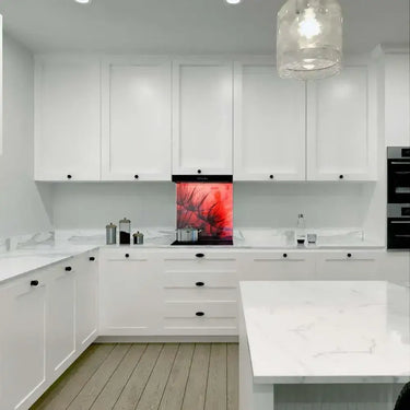 Red Dandelion Printed Glass Splashback - DIY - CreoGlass®